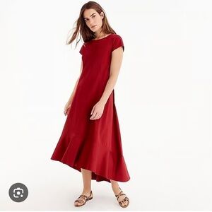 NWT Univetsal Standard x J. Crew red maxi hi low dress, size S
